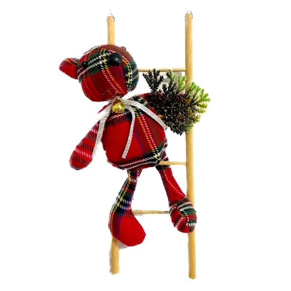 5 handmade plaid teddy bear Christmas ornaments. - Picture 2 of 7